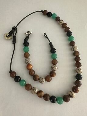 Vintage Fossil Beaded Necklace and Bracelet